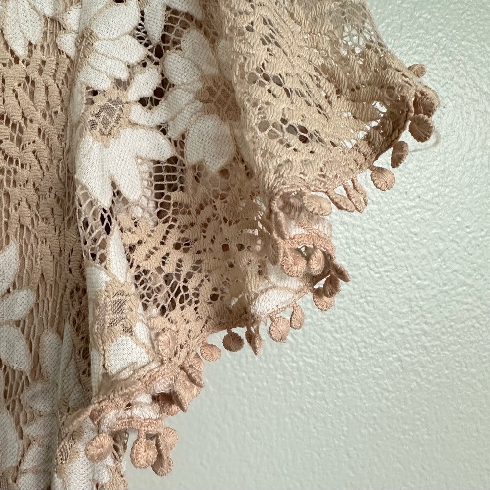 Saints and Secrets Floral Faux Wrap Ruffle Lace Mini Dress - Picture 5 of 15